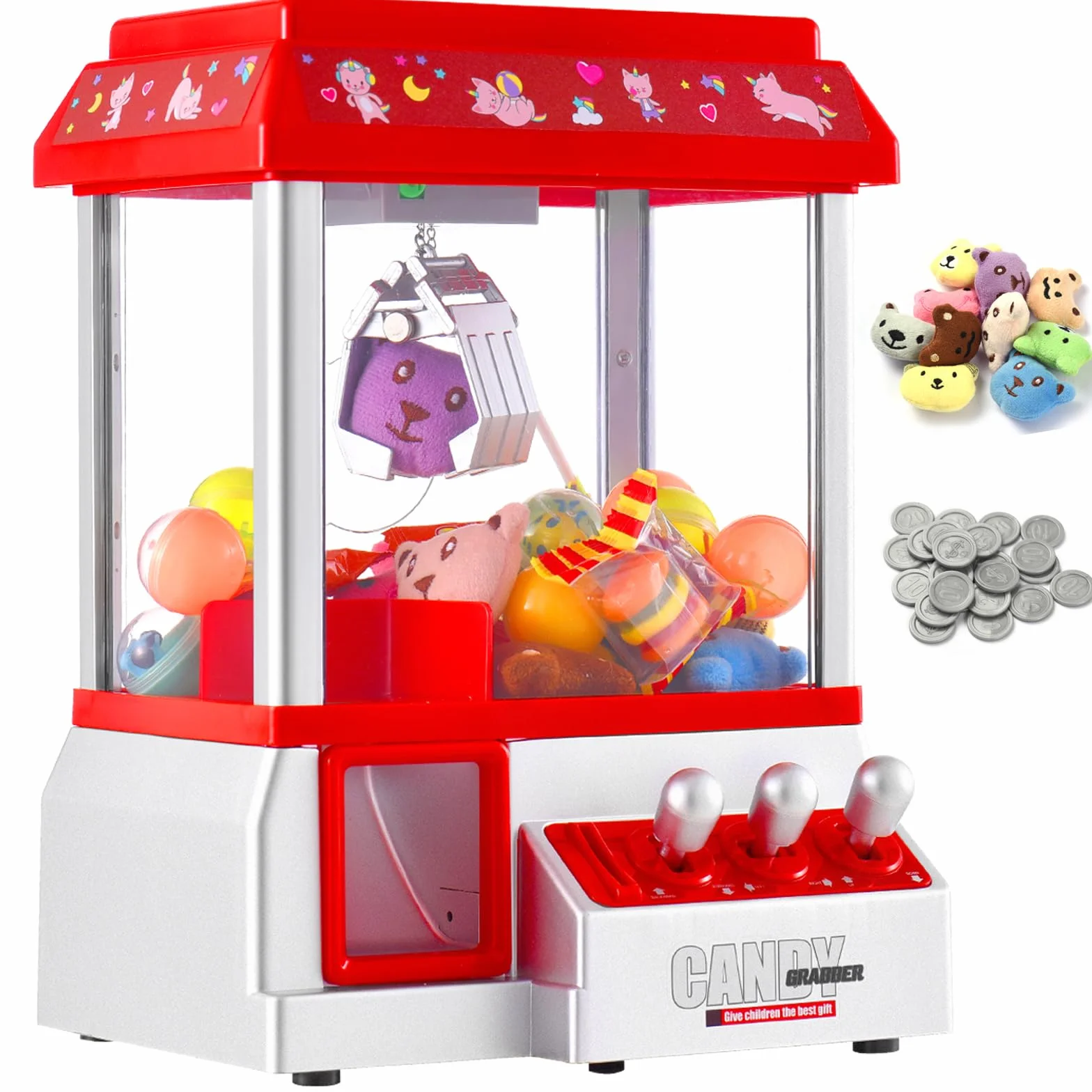 VISATOR Mini Máquina de Garra para Niños Máquina Gancho Juguete Máquina para Agarrar Dulces para Regalos de Cumpleaños, Fiesta, Navidad(EU)