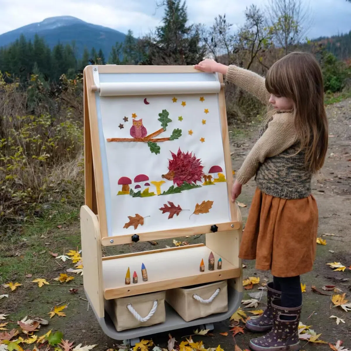 BanaSuper Caballete Niños 3-en-1, Pizarra Magnética Doble, Altura Ajustable | Superficie Grande Caballete Infantil, Altura Ajustable En 3 Niveles, Pizarra de Tiza y Blanca Magnética Doble, Con Ruedas