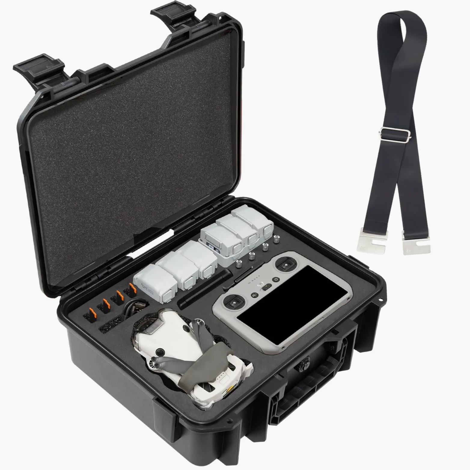 Estuche Rígido Impermeable DJI Mini 4 Pro/Mini 3 Pro con RC 2/N1, Transporte con Correa Hombro