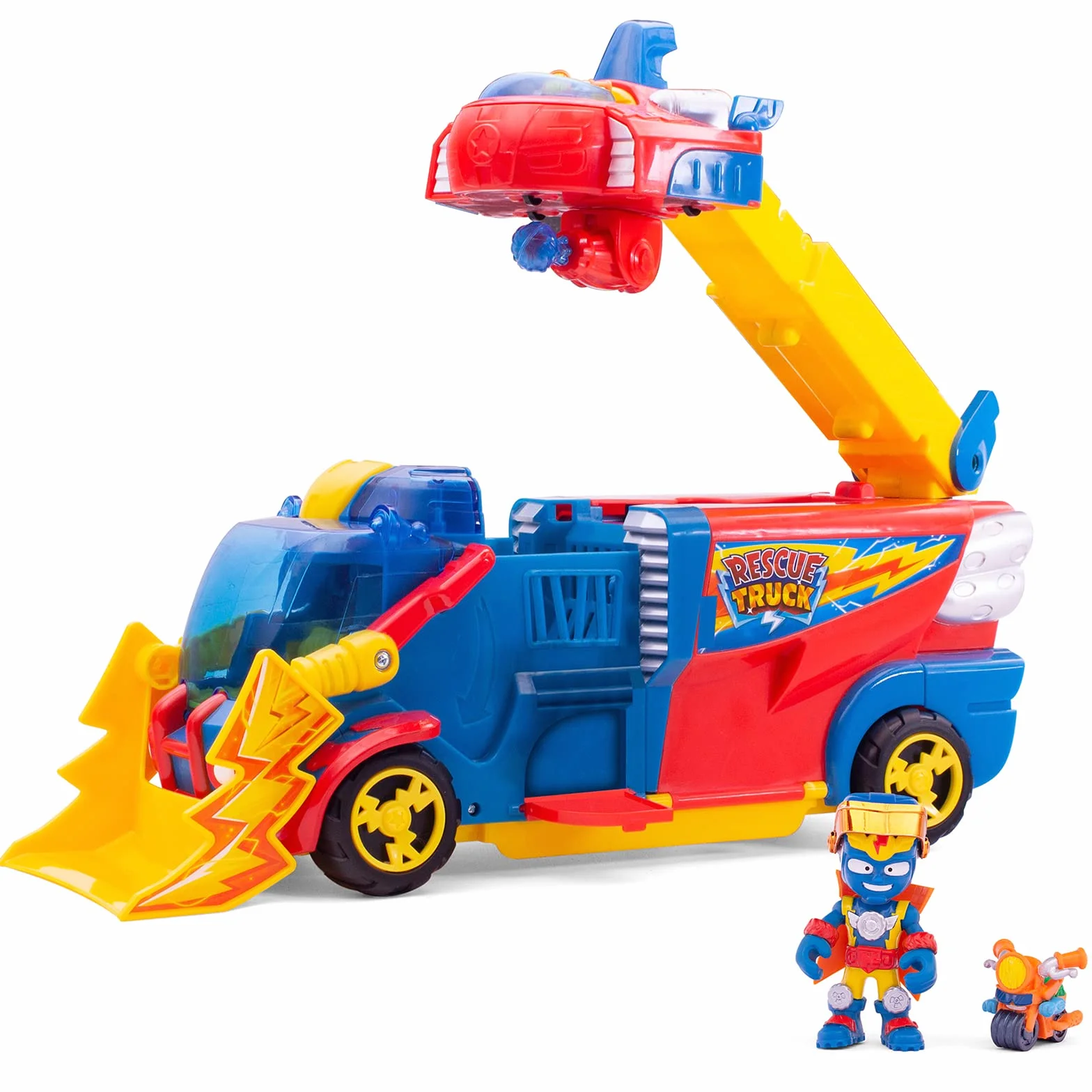 SUPERTHINGS Rescue Truck, Camión de Rescate de Superthings con Escalera y Nave, Incluye 1 Kazoom Kid y 1 SuperThing