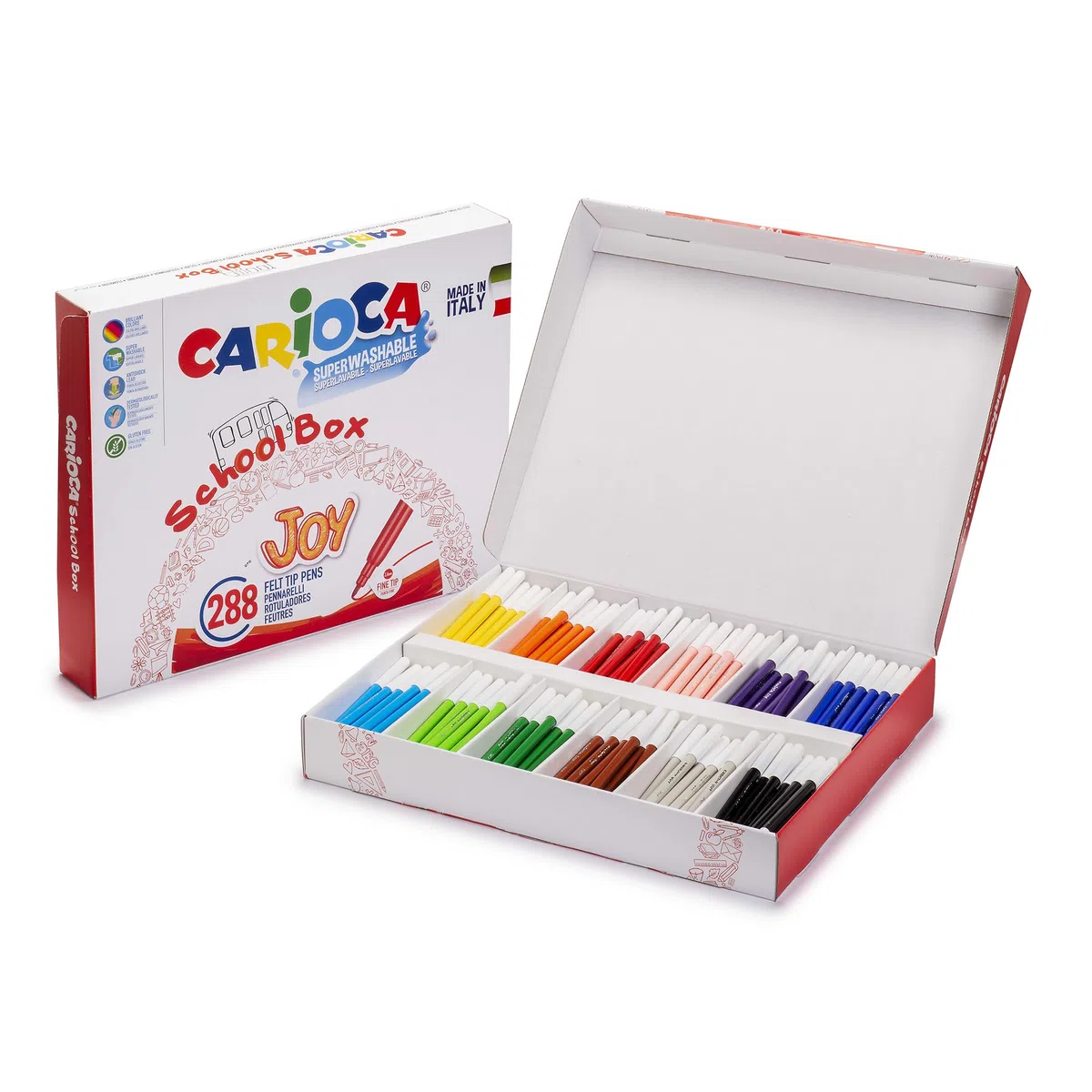 Carioca Rotuladores Punta Maxi Jumbo School Box - 144 Uds, 42826/B | Caja Granel Gigante, Formato Ahorro Clase, Puntas Maxi 6mm, Tinta Lavable