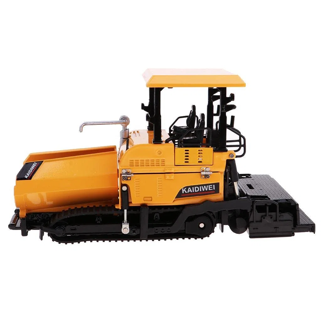 Vehículo de Construcción Modelo Rastreadora Pavimentadora Coche Juguete Diseño Realista Y Funcional Adecuado para Paisajes en Miniatura Juegos de Niño, Amarillo