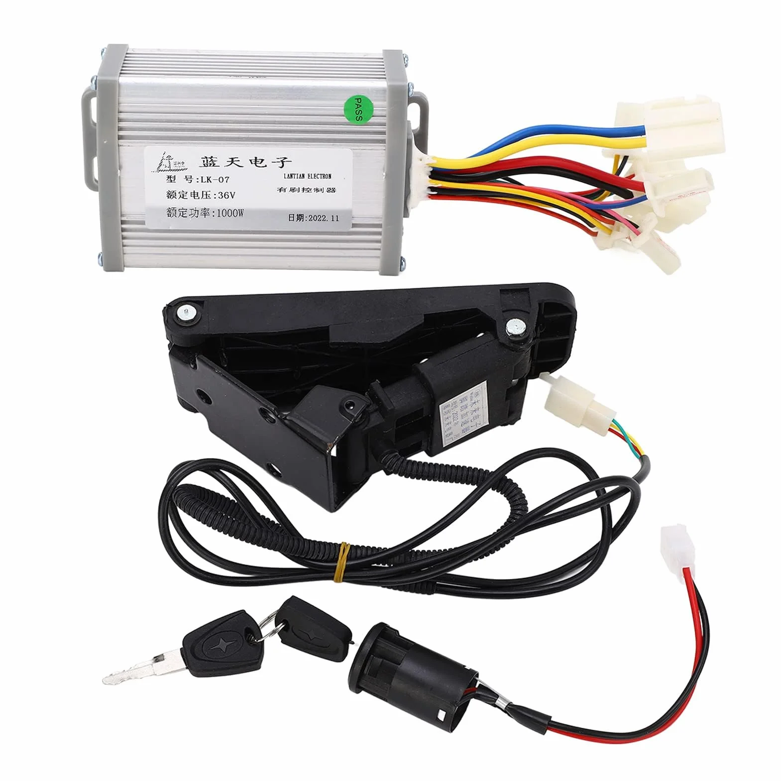 RiToEasysports Kit de Controlador de Bicicleta Eléctrica de Litio de 36V 1000W, Kit de Modificación de Pedal de Acelerador de Controlador de Motor Cepillado