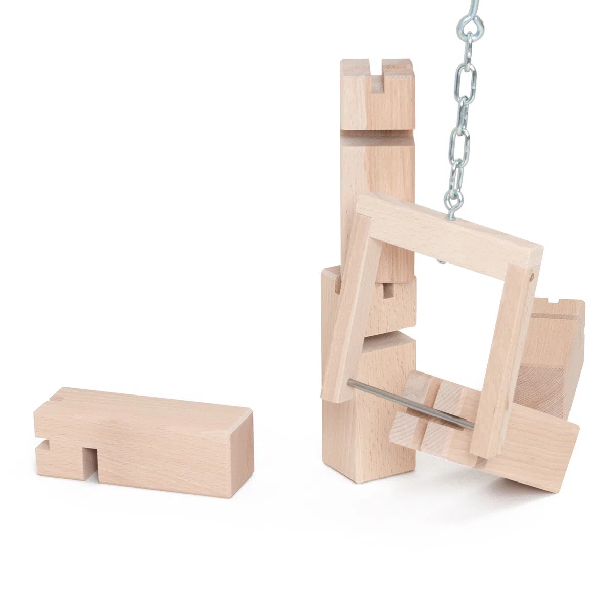 Torre de Froebel - Juego de Equipo para Adultos y niños a Partir de 8 años - El Original de Madera de Haya Local - Multicolor o Natural
