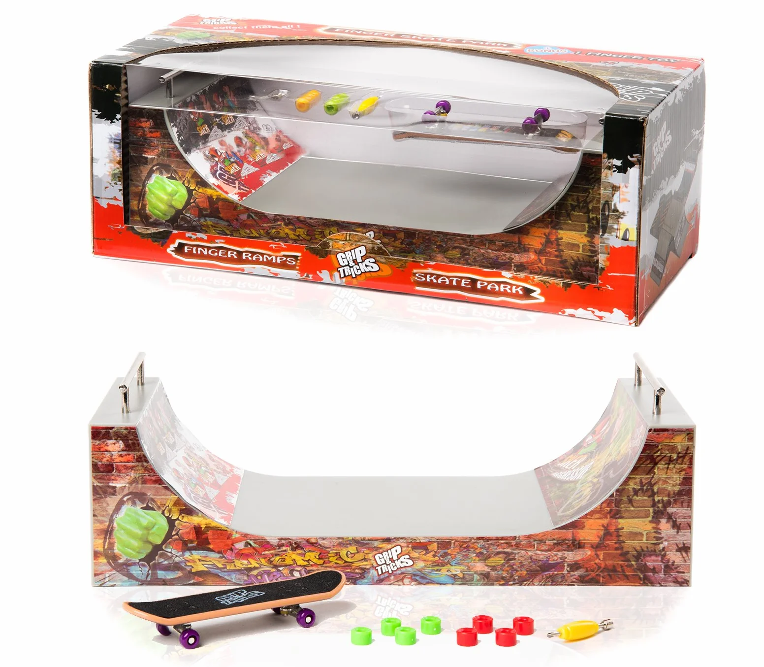 Grip & Tricks - Rampas para Finger Toy - HALFPIPE - Fingerboard - Cruiser Board : Dimensions: 28 X 12 X 10 cm