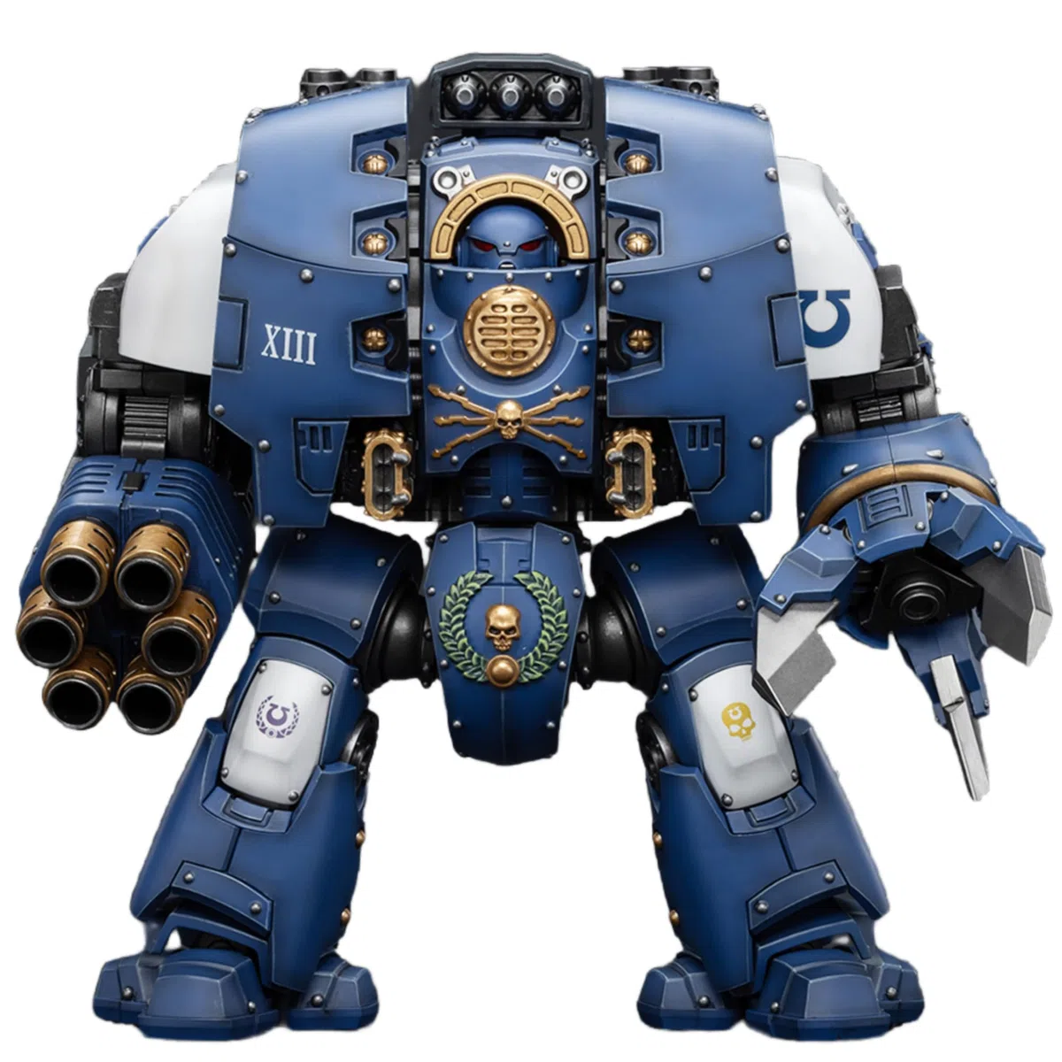 TOYVERSE JOYTOY 1/18 - Figura de acción de Warhammer The Horus Heresy, Ultramarines Leviathan Dreadnought con Lanza Melta Ciclónica y Garras de Asedio, Articulaciones Móviles Modelo de personaje