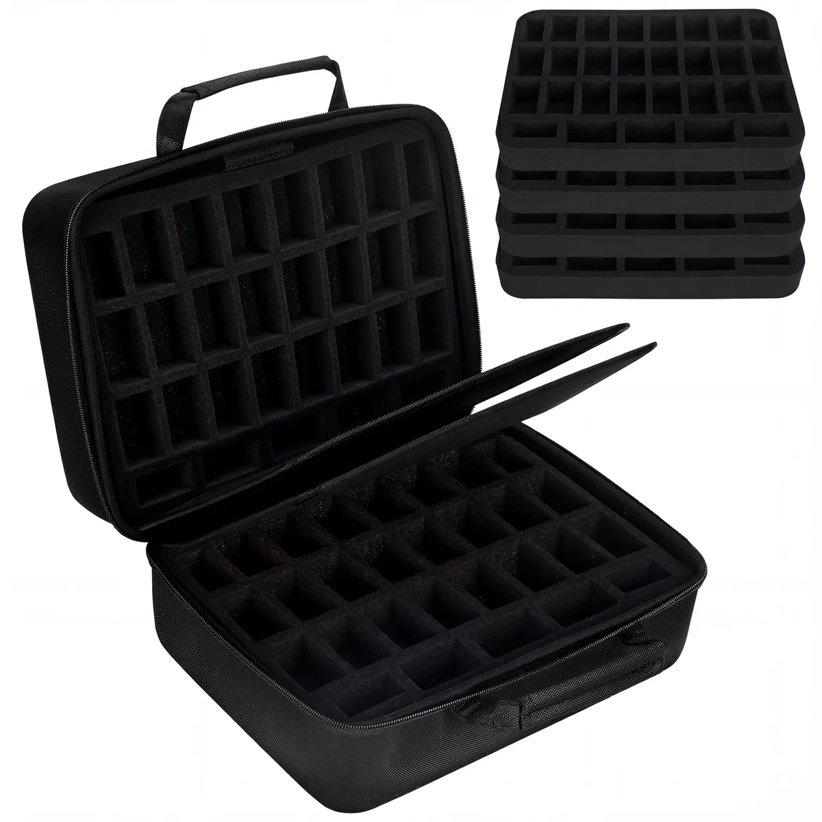 Maletín de almacenamiento en miniatura, 116 ranuras, 4 capas de espuma, compatible con Warhammer 40k y DND Minis