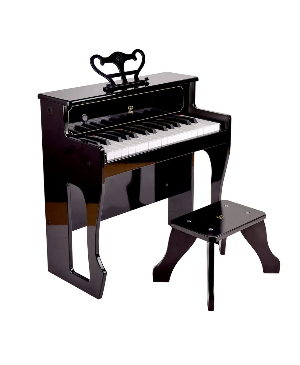 Hape - Piano con Taburete Electrónico Negro, Excelente Acústica y Diseño Compacto