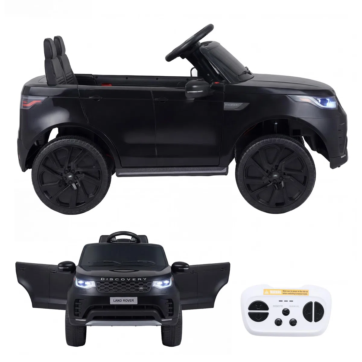 GOPLUS Coche Eléctrico para Niños con Batería 12V (Negro) | Vehículo Eléctrico Infantil con Velocidad de 2,4-4 km/h, Mando a Distancia, Bocina, Música, Faros LED, para 3+ Años