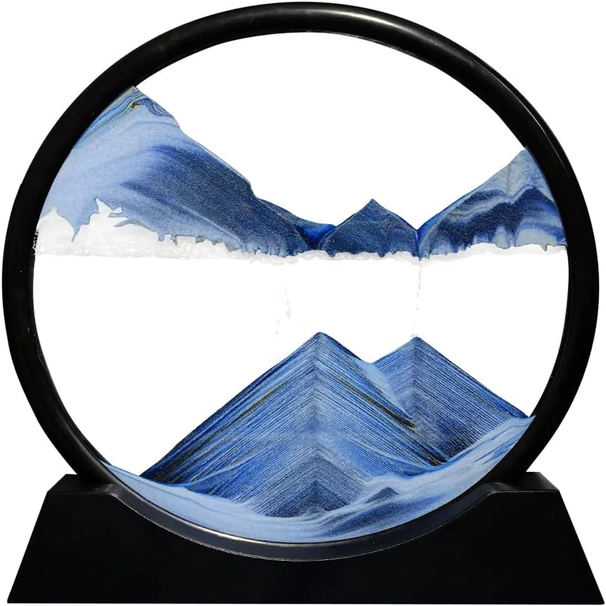 RCQD Reloj de Arenapara Giraren 3D Sandscape el Arte de,Cuadros de Arena Ornamento de Mesa de Arte de Arena en Movimiento, Relajante Para el Hogar, la Oficina y el Trabajo (Azul,12")