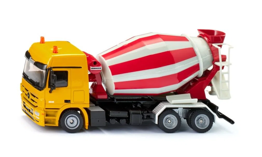 Siku 3539, Camión Hormigonera Mercedes-Benz con Superestructura Liebherr, 1:50, Metal/Plástico, Amarillo/Rojo, Juguete de Obra, Tambor Giratorio