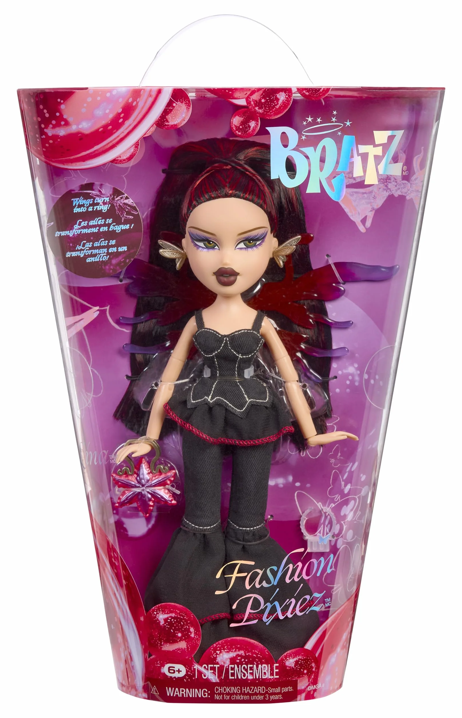 Bratz Fashion Pixiez Lina - Muñeca de Fantasía Coleccionable con Moda y Accesorios Reales, Las Alas se Transforman en un Anillo