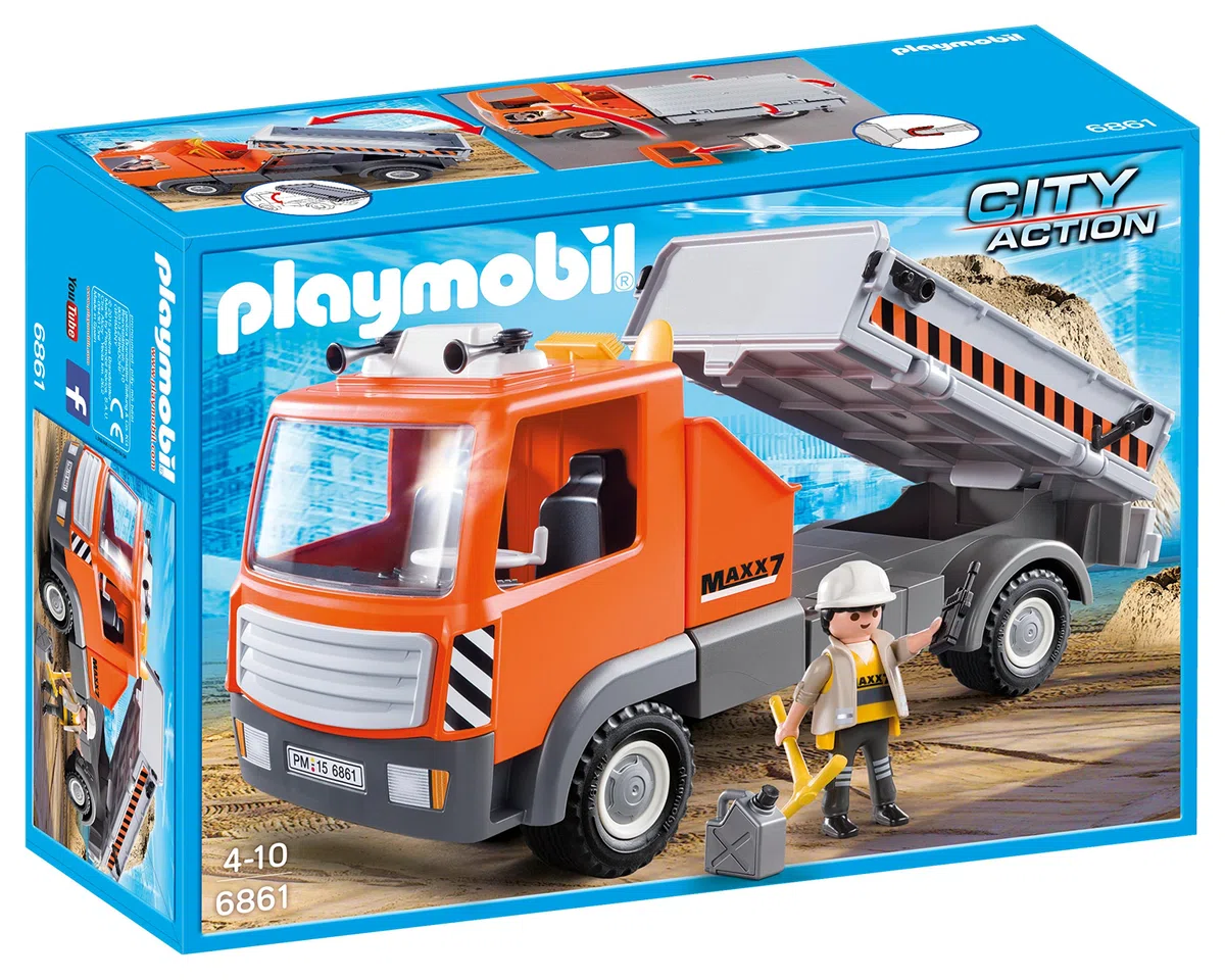 PLAYMOBIL Construcción - City Action Camión Contenedor Vehículos de Juguete, Color Multicolor 6861