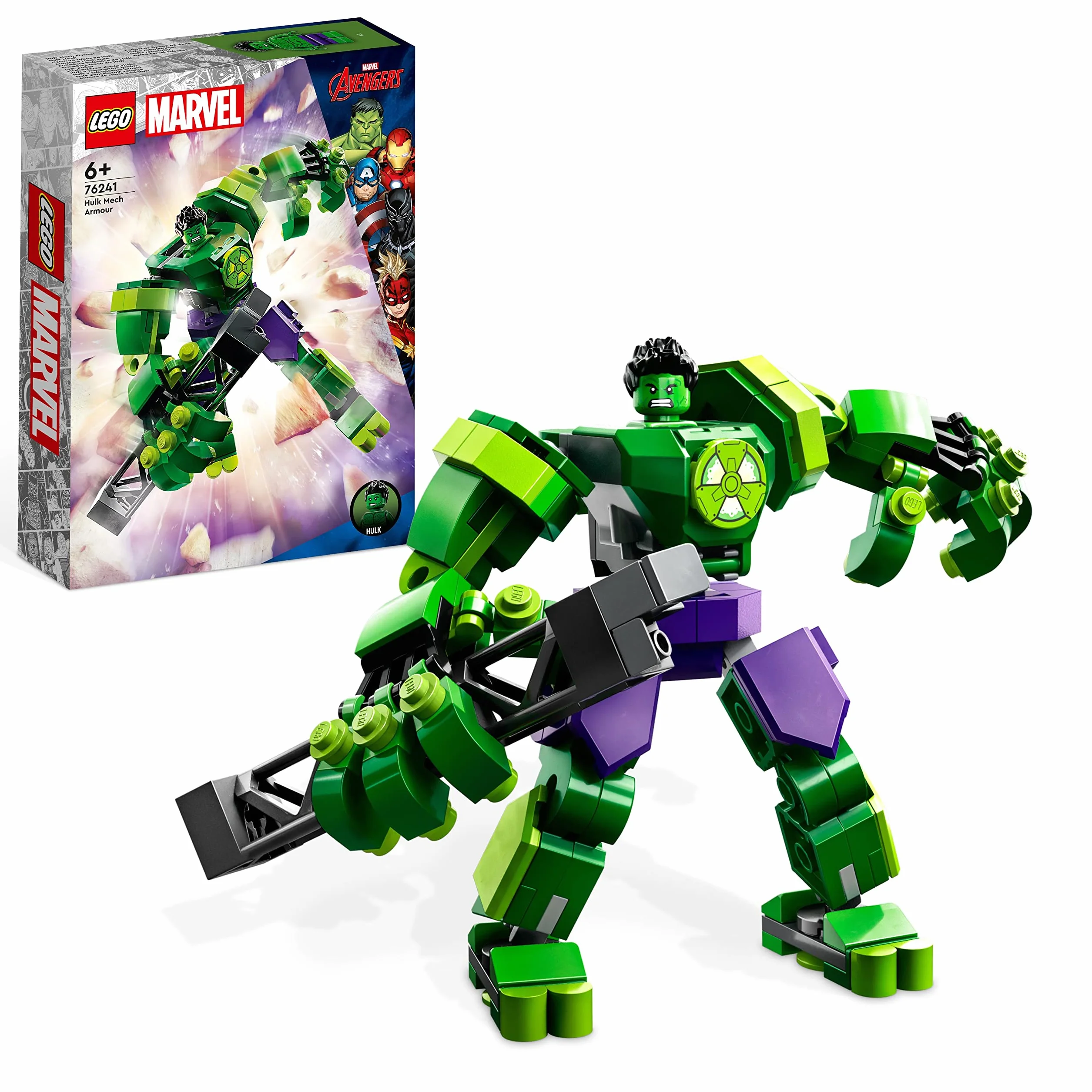 LEGO Marvel Armadura Robótica de Hulk, Figura de Acción, Juguete Avengers de Construcción Coleccionable, Minifigura de Superhéroe, Regalo para Niños y Niñas de 6 Años o Más 76241