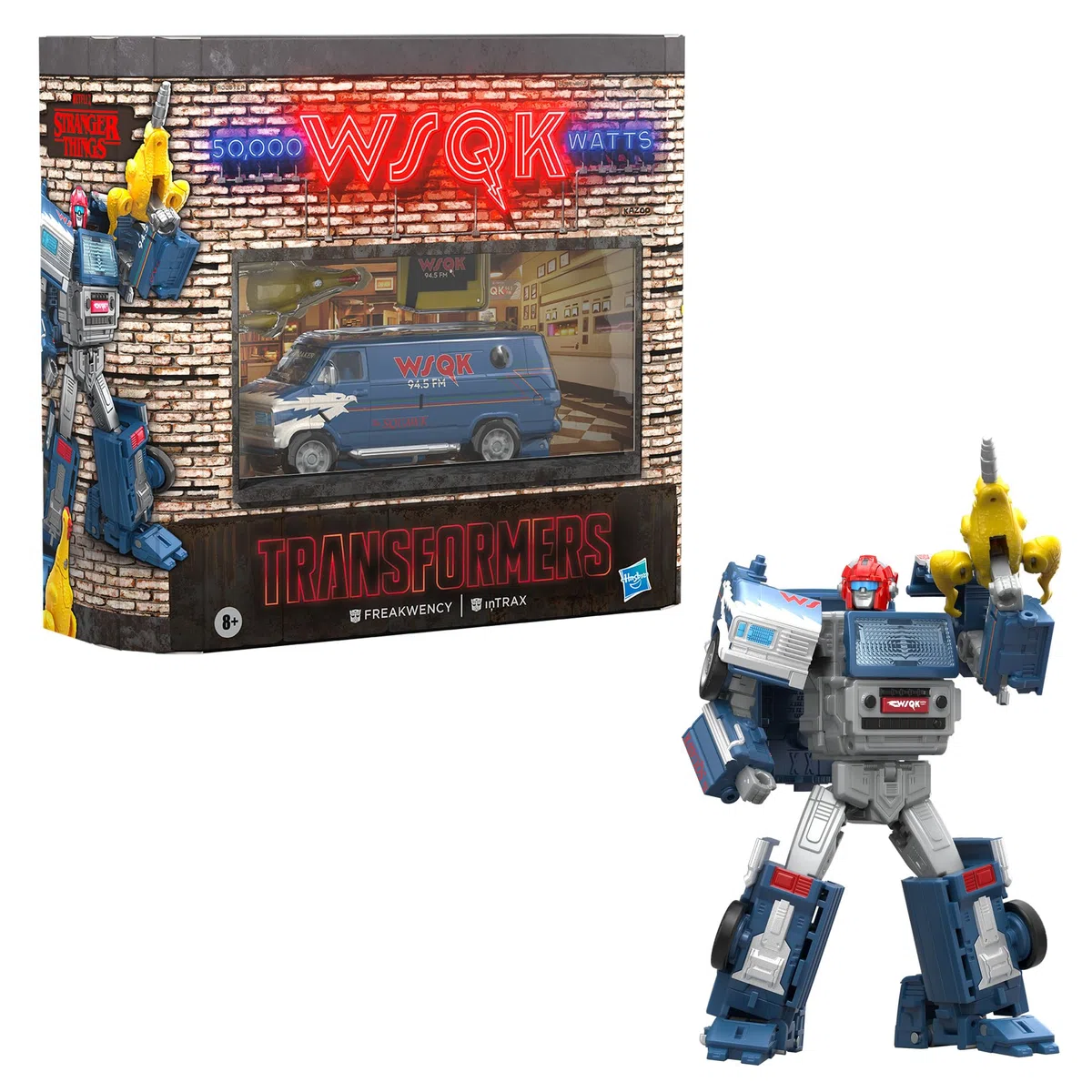 Transformers Collaborative Stranger Things, Figuras Convertibles de Freakwency y 8-Trax, Se Convierte de Robot en Furgoneta WSQK, A Partir de 8 años