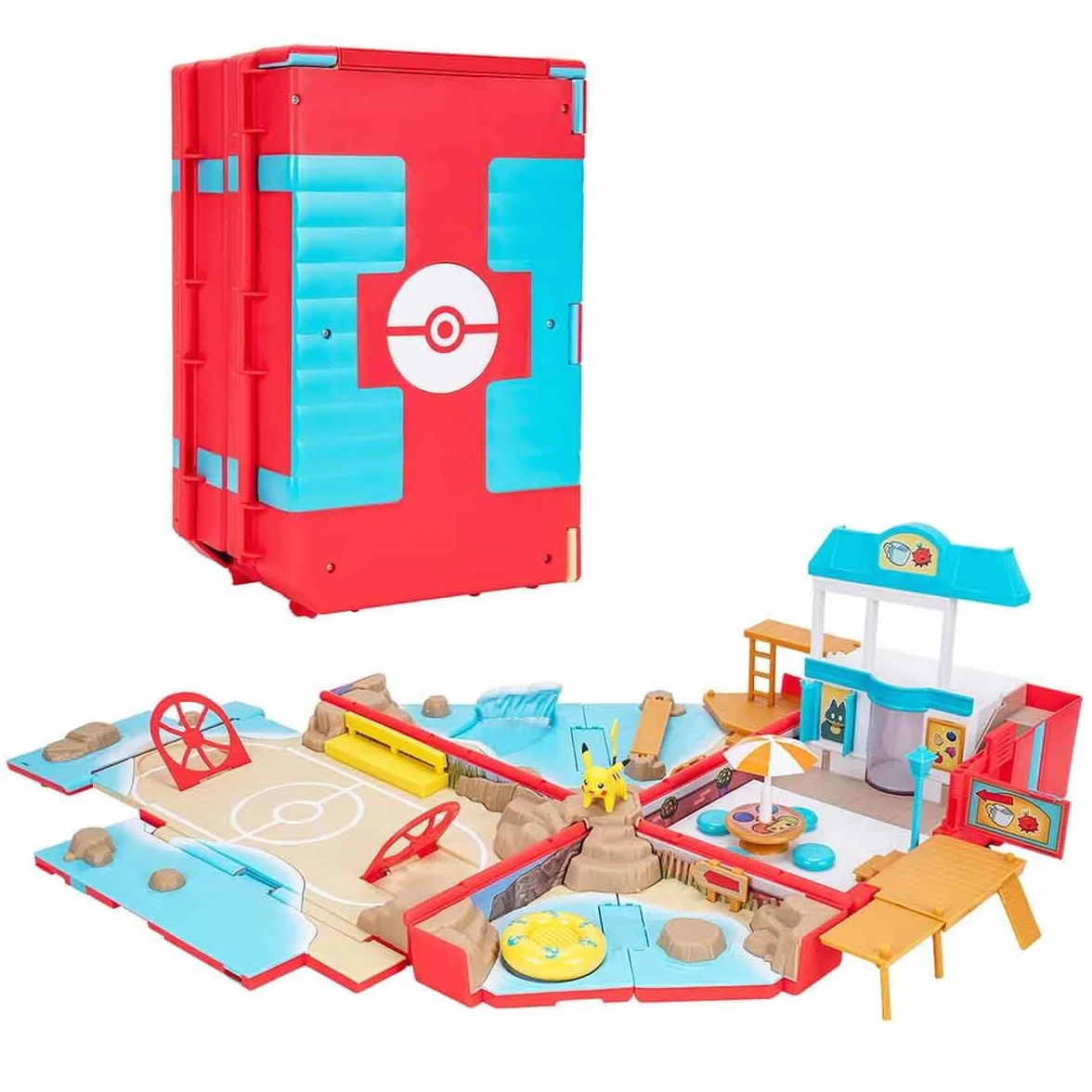 Jazwares Pokemon - Juego de Mochila transformable portátil con características de acción y Figura de Batalla de Pikachu de 2 Pulgadas