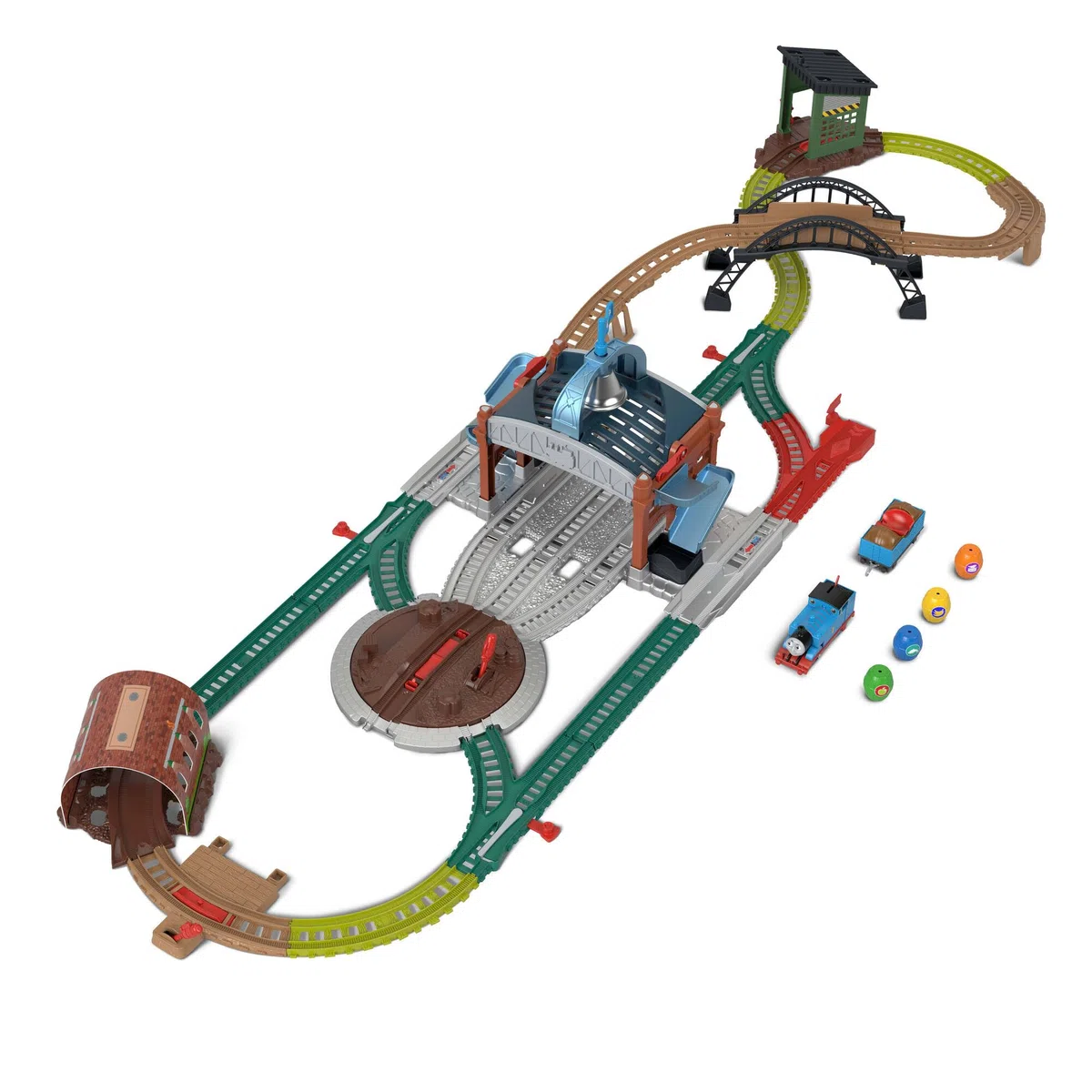 Mattel Fisher Price Thomas y Sus Amigos Reparto de barriles Carga y Lanza Conjunto de Trenes de Juguete con Locomotora motorizada clásica y vagón de Carga, 5,5m de Pista, JGY30