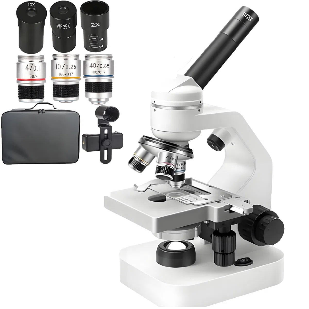 Microscopio ElectróNico HD,Kit De Microscopio con Paquete De Regalo CientíFico,Equipado con Luces Led Dobles Superior E Inferior,Compatible con ProyeccióN De Pantalla