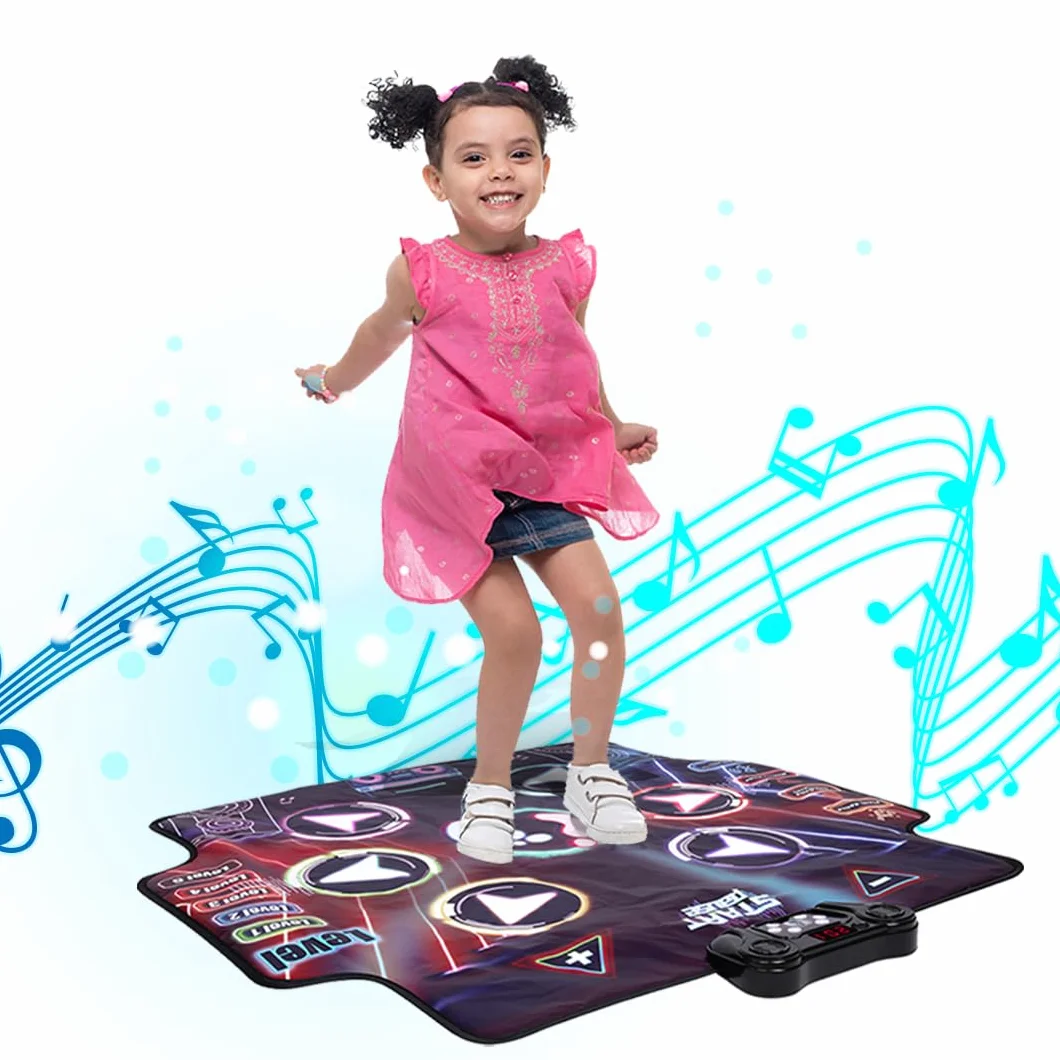 NK Alfombra de Baile para Niños +5 Años y Adultos con Bluetooth 5.0 - Tapete Musical LED con 7 Modos de Juego, Regalo Cumpleaños Navidad, Base Antidelizante y Altavoz con Volumen Ajustable (100x89cm)