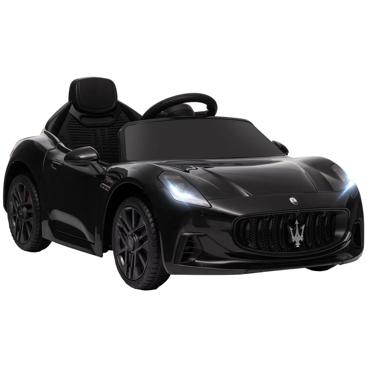 AIYAPLAY Coche eléctrico Infantil Maserati Gran Turismo Folgore con Licencia, vehículo eléctrico 12V con Mando a Distancia 2.4G, Faros LED, música, claxon, MP3, Coche para niños de 3 a 5 años, Negro