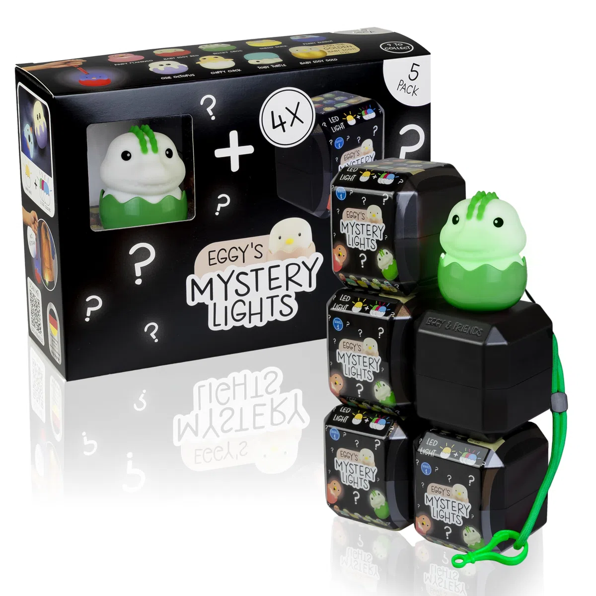 MegaLight Blind Box Mini Luces de Noche para niños | Mystery Box | Rocky Croc + 4 de 9 al Azar | selección aleatoria de Figuras | 1 de 9 para coleccionar| infinitamente dimmable EGGY'S Mystery Lights