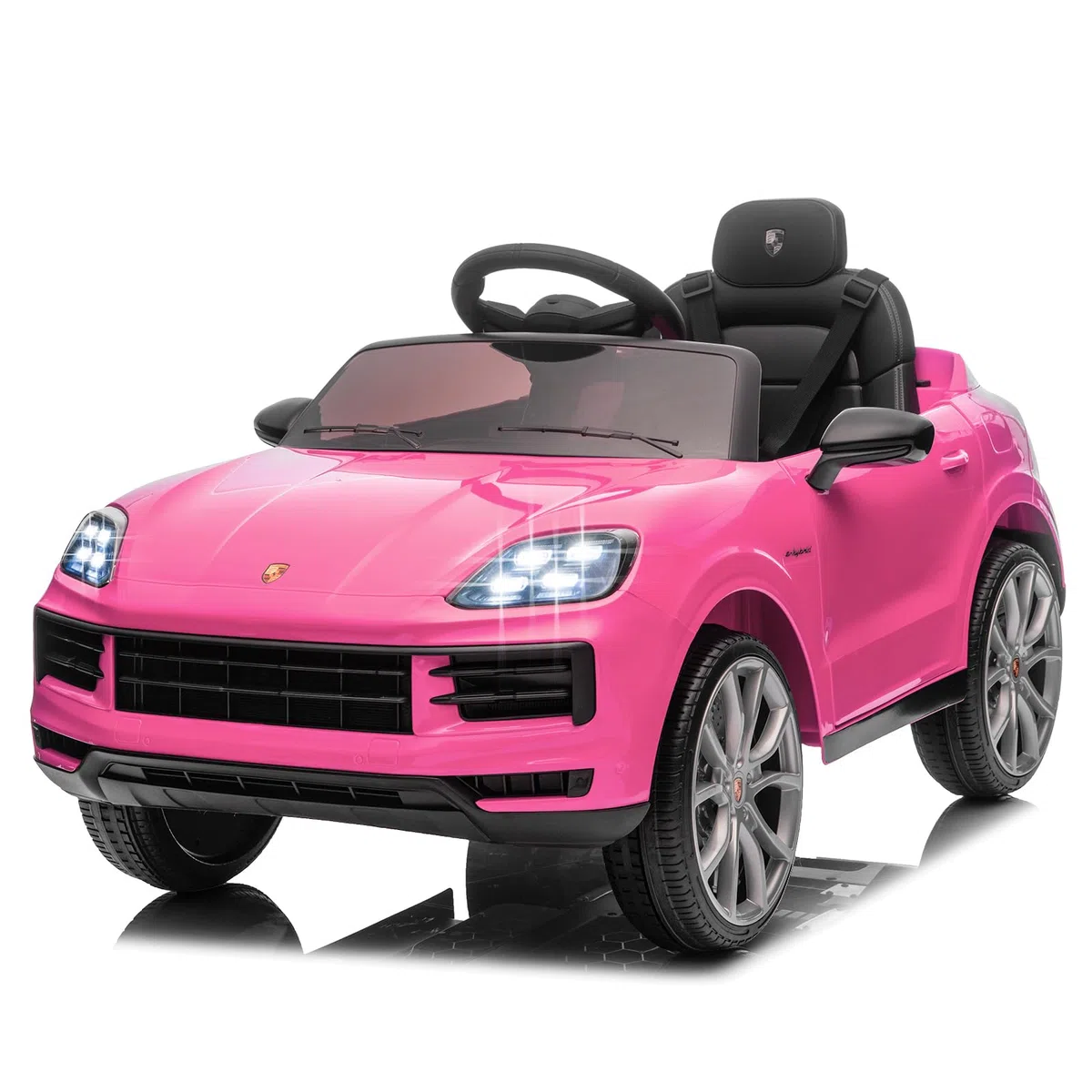 LALAHO Coche eléctrico infantil 12V con mando a distancia de 2,4G, vehículo eléctrico de dos puertas con MP3, música, bocina, luces LED (Rosa)