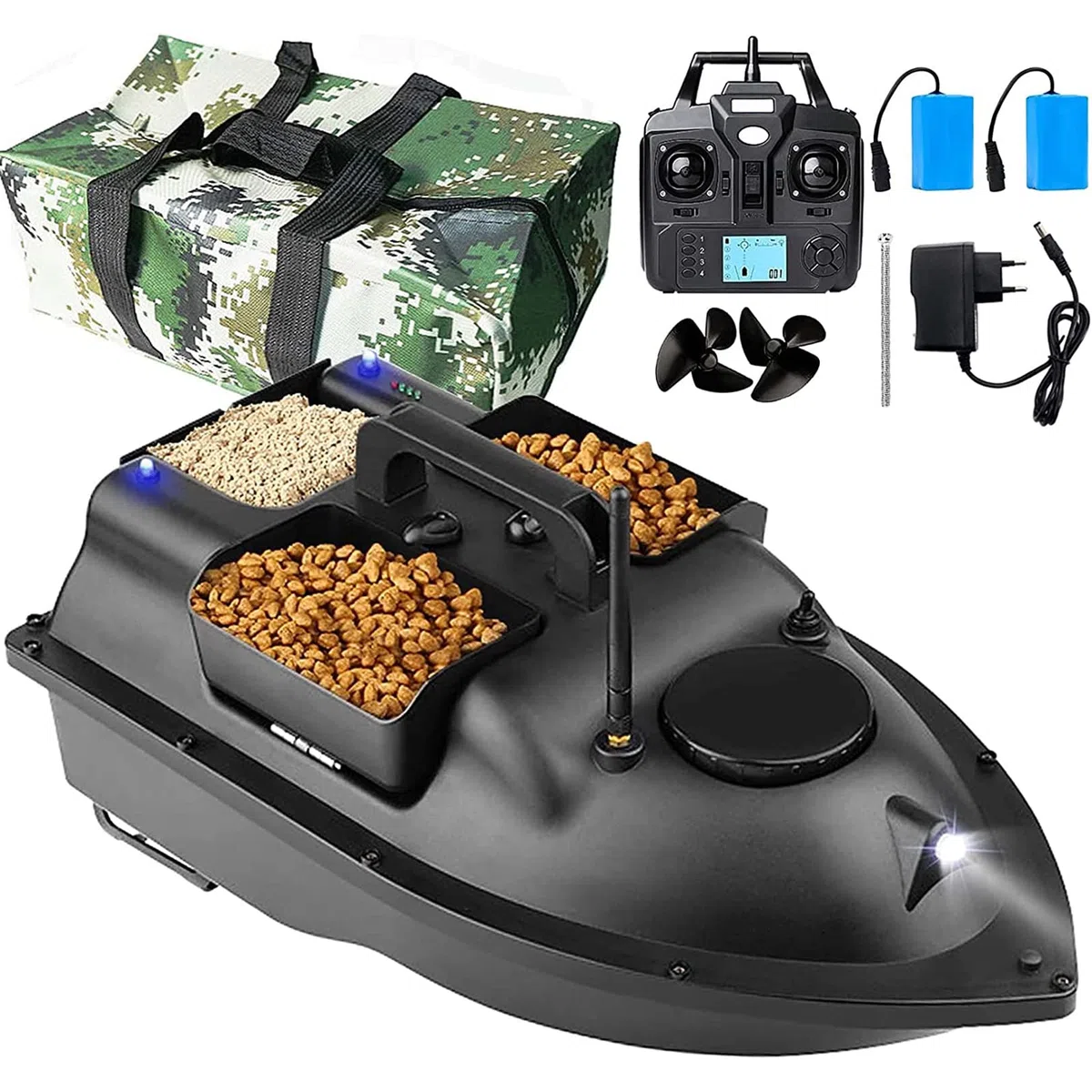Barco Cebador para Pesca, Barco de Pesca Teledirigido Buscador de Peces Barco de Cebo Portátil con Control Remoto Inalámbrico GPS de 2,4 GHz, Crucero de Posicionamiento de 500 M, Barco RC