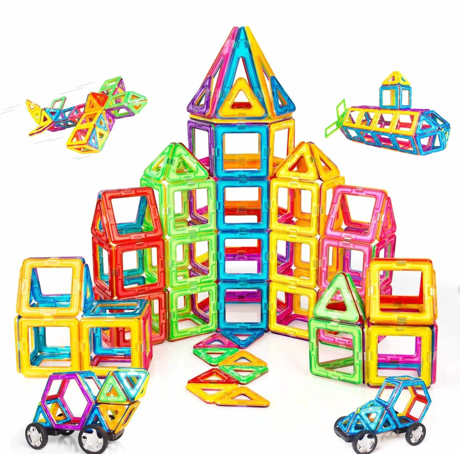 Condis 120 Piezas Bloques de Construcción Magnéticos para Niños, Juegos de Viaje Construcciones Magneticas Imanes Regalos Cumpleaños Juguetes Educativos para Niños Niñas de 2 3 4 5 6 7 8 Años Infantil