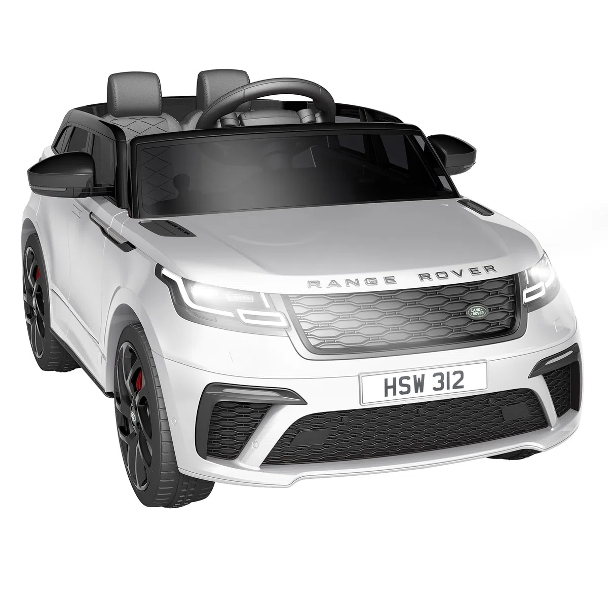 Coche Eléctrico 12V para Niños con Licencia Range Rover 2 Plazas | Vehículo Eléctrico Infantil con Luces LED y Música, 2 Motores 35W, Coche con Mando a Distancia, para Niños 3+ Años, Blanco