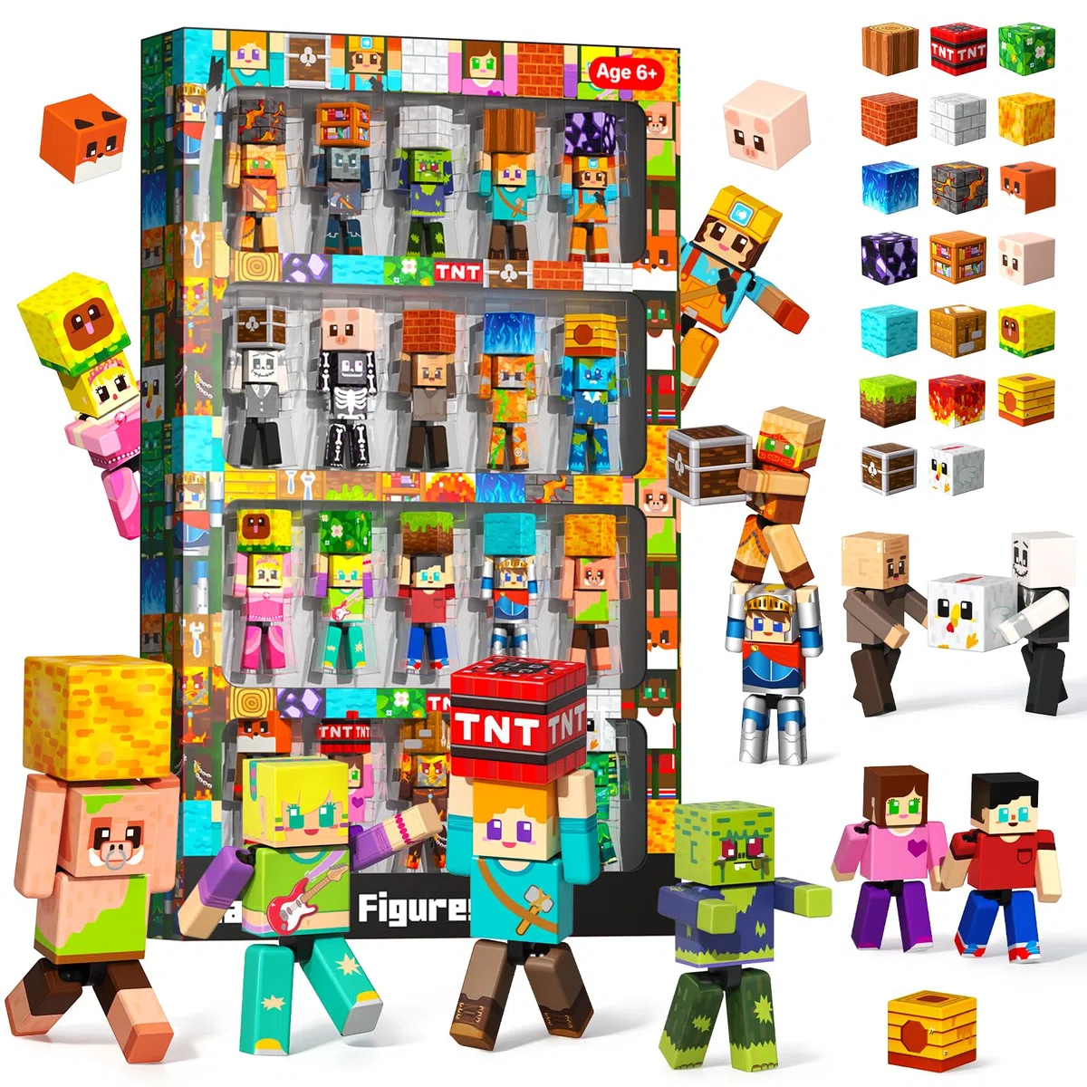 GraceDuck 40 Piezas Magnéticas con Figuras y Bloques Magnéticos, Action Figures Giratorias, Juguetes Stem Montessori para Niños, Regalo para Niños y Niñas a Partir de 3+ Años