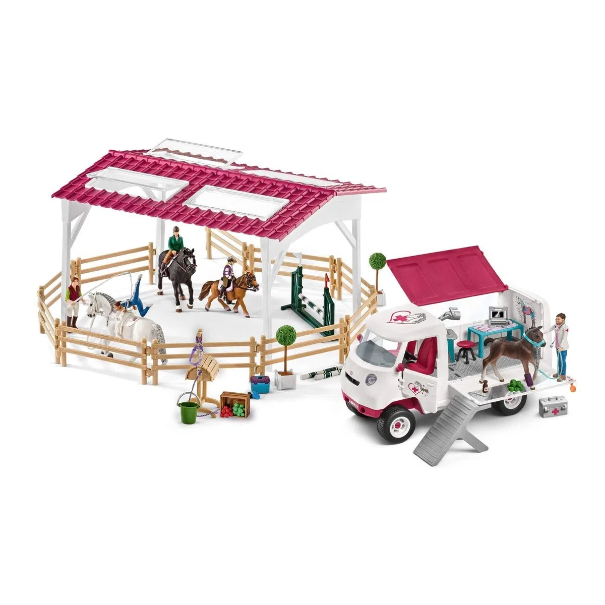 SCHLEICH 72121 - Juego de Mesa (Equipo Veterinario en la Escuela de equitación (Horse Club)