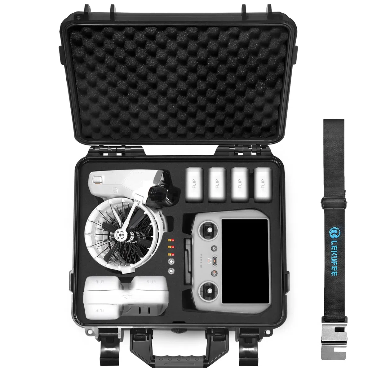 LEKUFEE Estuche Rígido Impermeable para dji Flip Drone, Pack dji Flip Vuela Más,RC N3/N2/2, Batería (9 Piezas), Hub de Carga y más Accesorios (Solo Bolsa)