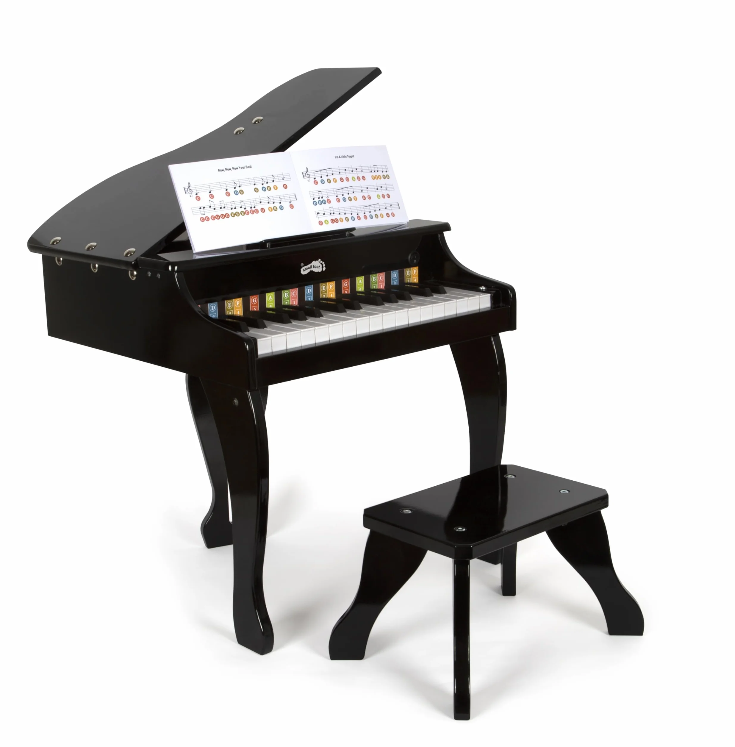 Small Foot Piano de Cola Infantil en Madera, Piano electrónico de Madera con Taburete, niños a Partir de 3 años, 12622