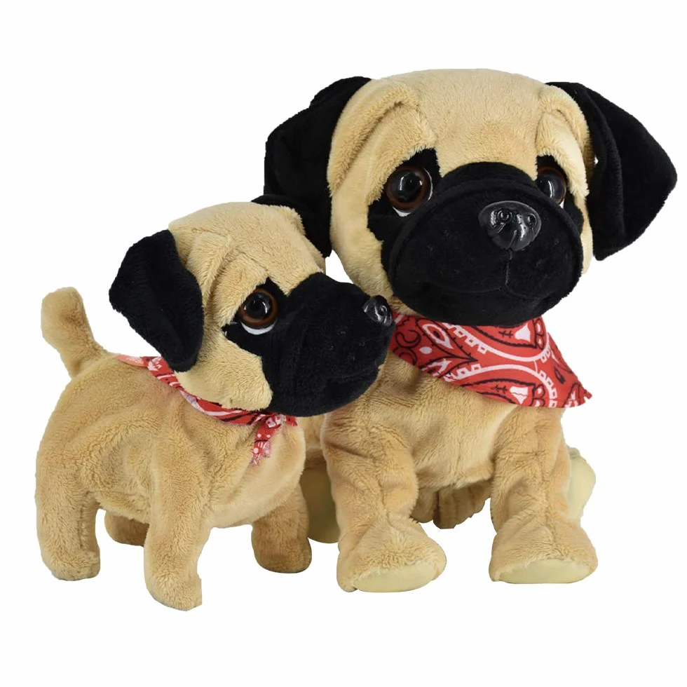 WEofferwhatYOUwant Pug Daddy y Pug Puppy - Juguetes Electrónicos Interactivos de Peluche con Sonido y Tacto - Duo de Perros Que Caminan, Ladran y Hacen Trucos - para Niños Desde 18 Meses