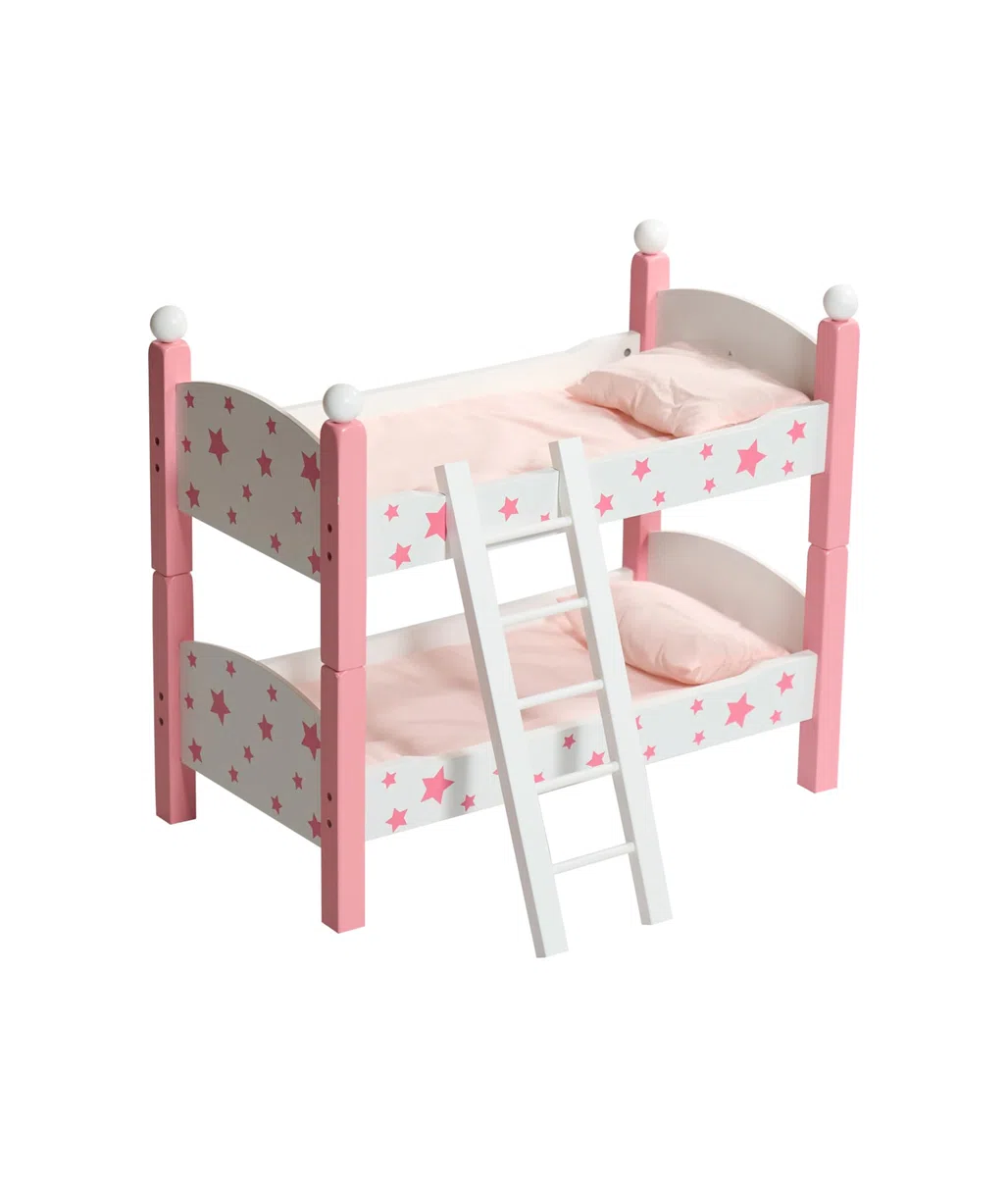 Bayer Chic 2000 - Litera para muñecas de hasta 48 cm, Cama para muñecas, Muebles de muñecas, Estrellas Rosas, pequeña