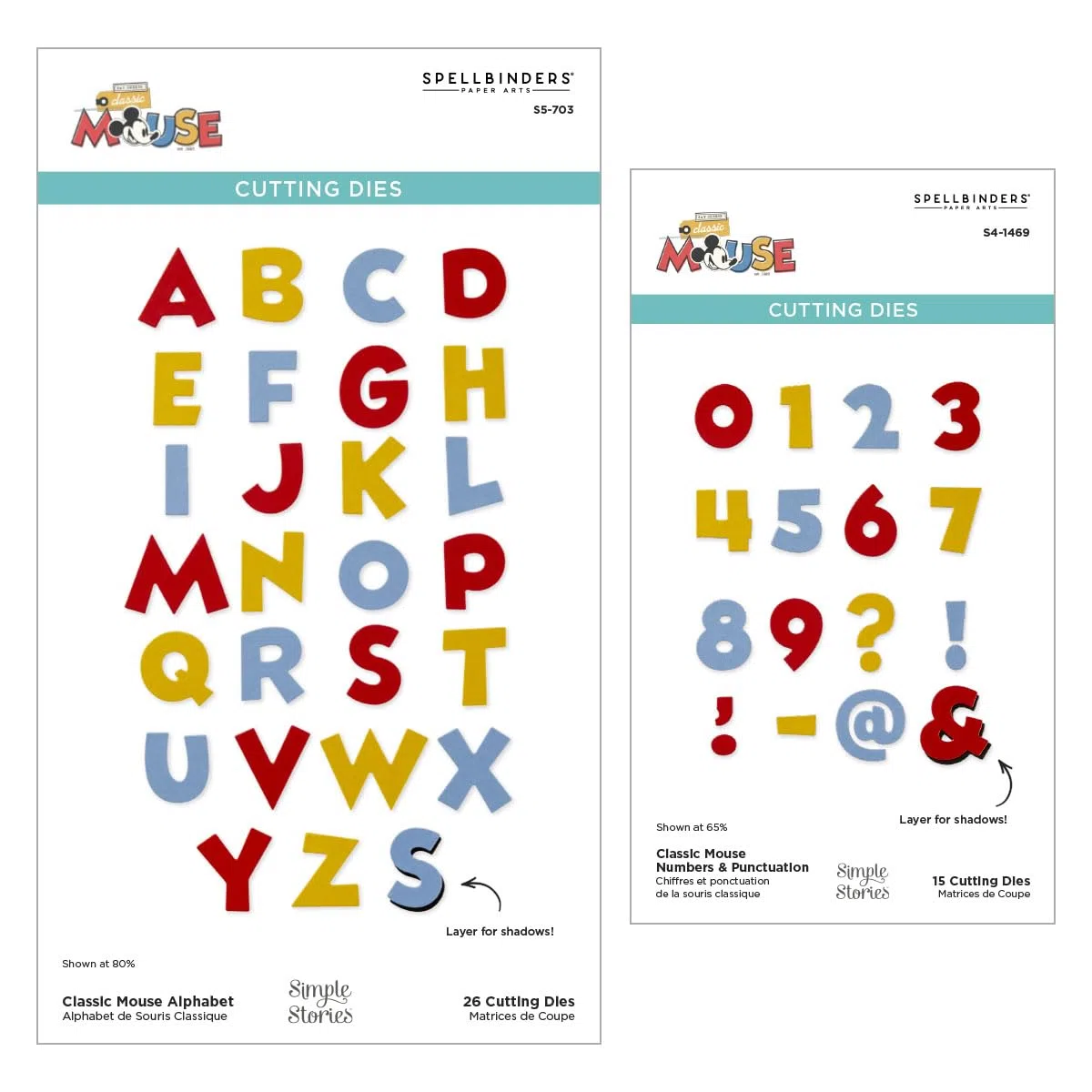 Spellbinders Say Cheese - Paquete clásico de alfabeto y números de ratón de la colección Say Cheese Classic Mouse