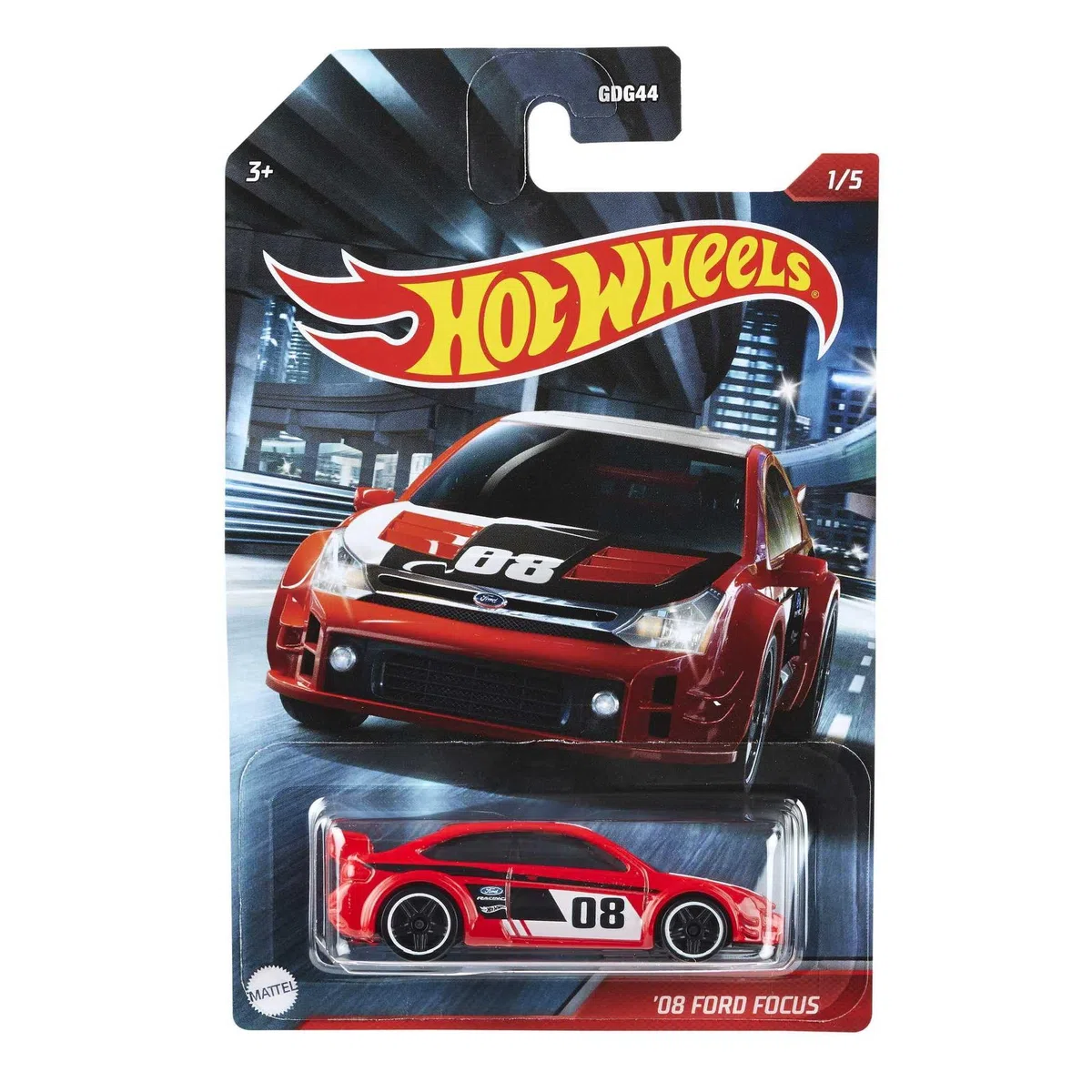 Hot Wheels 08 Ford Focus 1:64 Scale Car, Gift for Collectors & Kids Ages 3 Years Old & Up