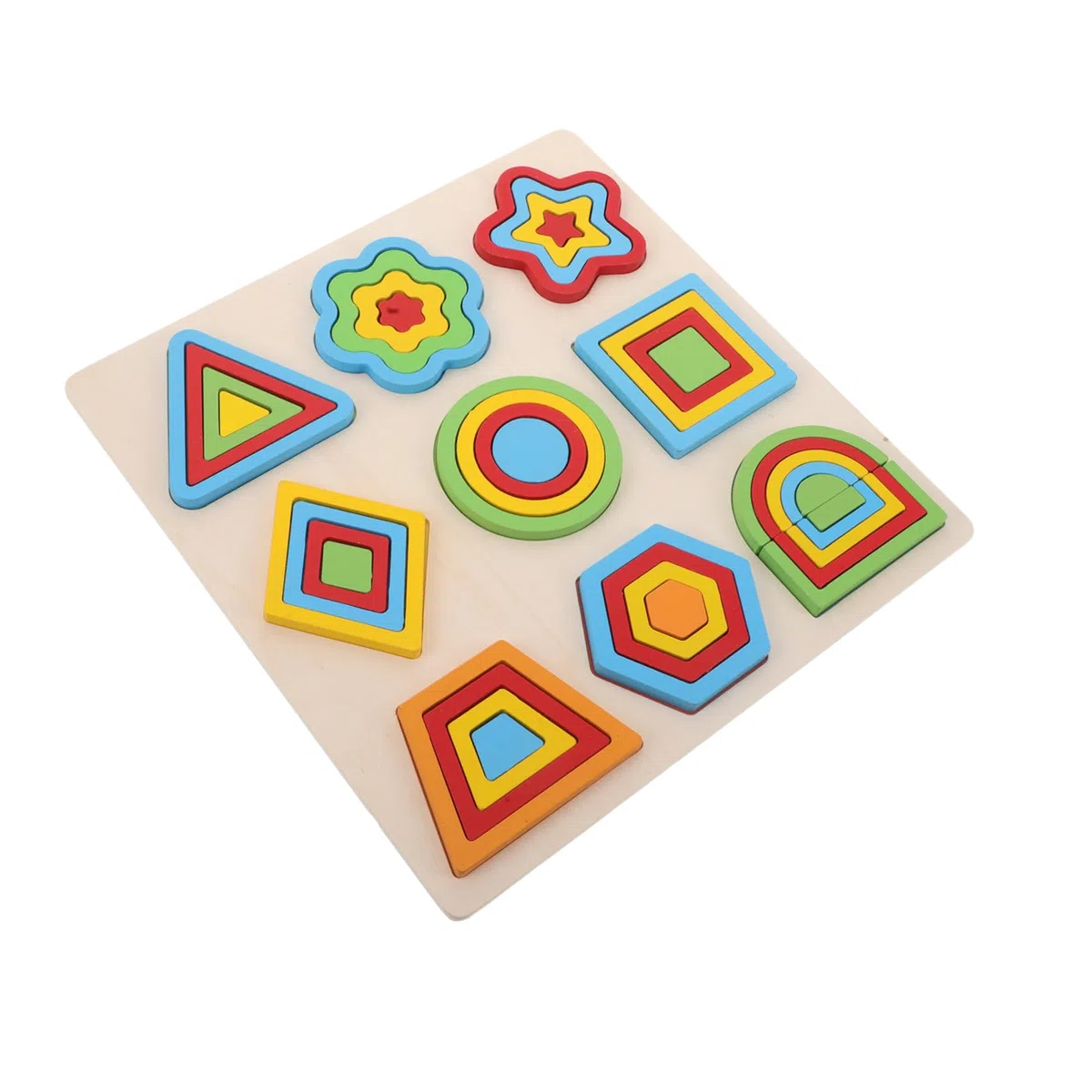 iplusmile Puzzle de Madera Montessori para Figuras Geométricas Coloridas Juguete Educativo para Desarrollo Sensorial y Clasificación de Formas Aprendizaje Temprano para Preescolar