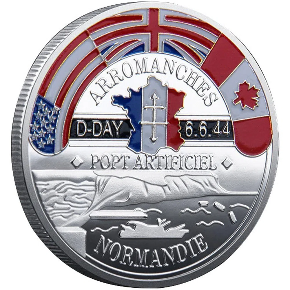Moneda Conmemorativa del 80.º Aniversario del Día D - Desembarco De Normandía De 1944, Operación Overlord, Segunda Guerra Mundial. Moneda Militar Coleccionable.