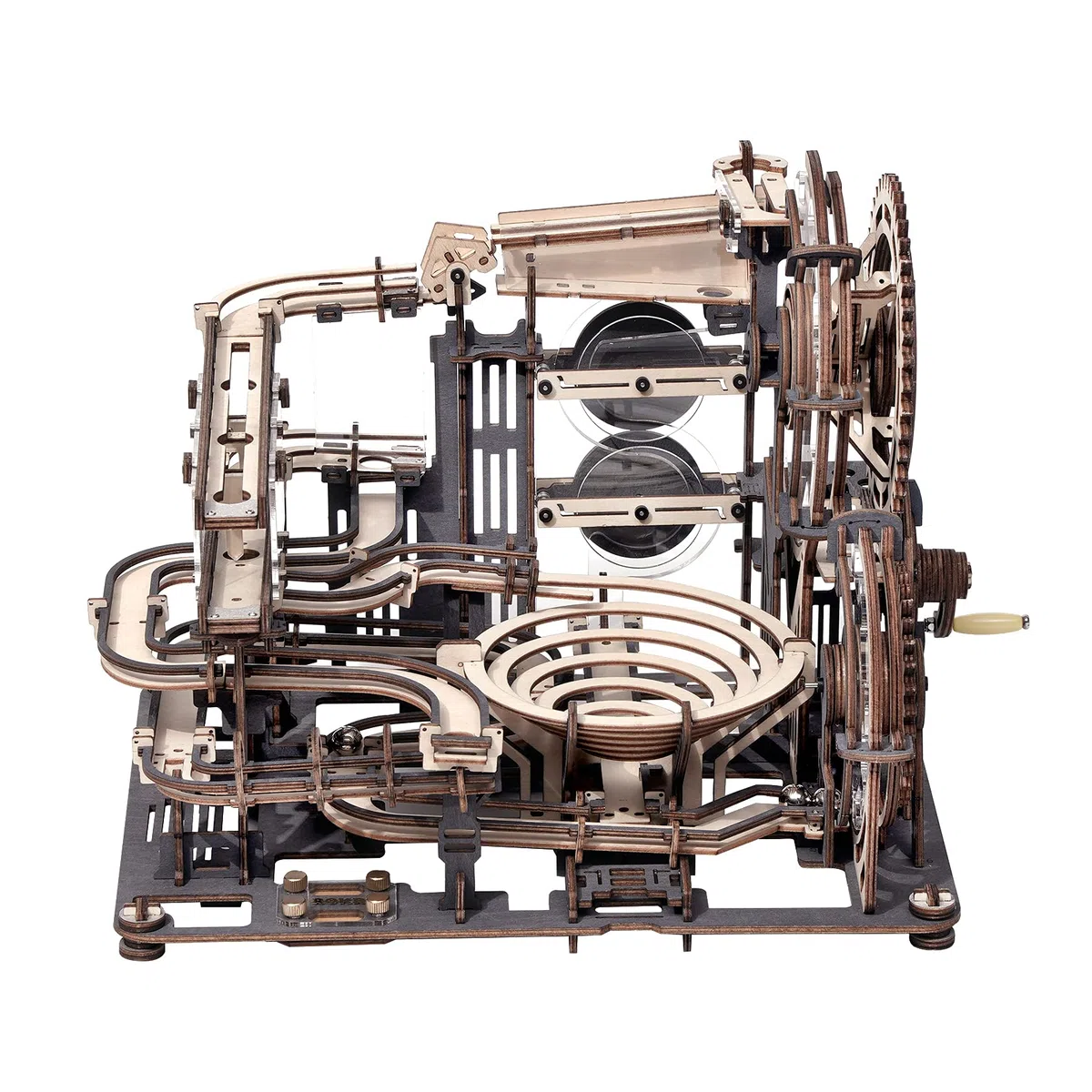 ROKR Puzzle 3D Madera Maquetas para Montar Carrera de mármol Modelo mecánico Kit de construcción con 10 Bolas de Acero para Adolescentes y Adultos, Marble Night City