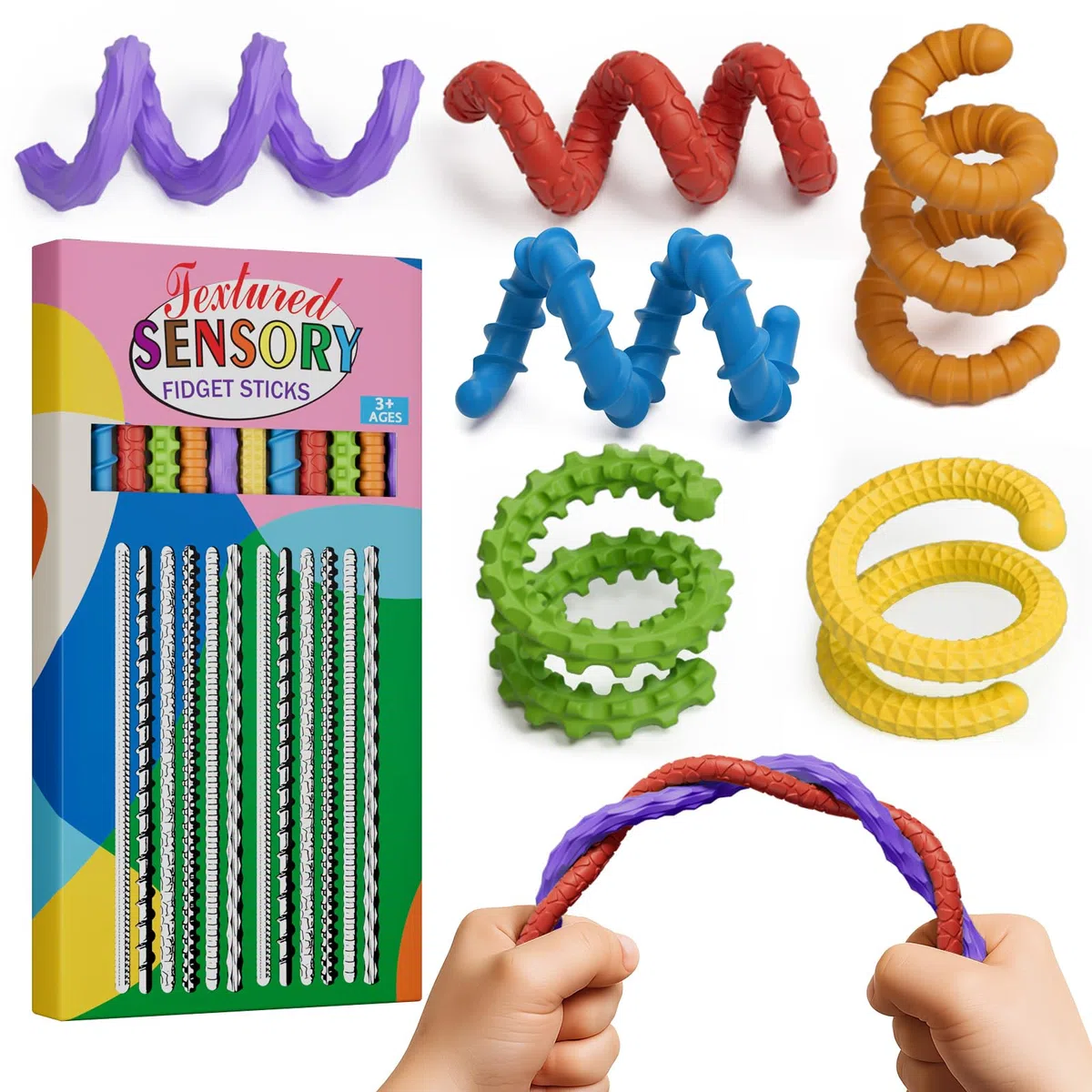 Juguetes sensoriales flexibles para niños y adultos, 12 juguetes sensoriales para estrés, ansiedad, autista, TDAH, juguetes esenciales de viaje para relajarse, juguetes esenciales para adolescentes y