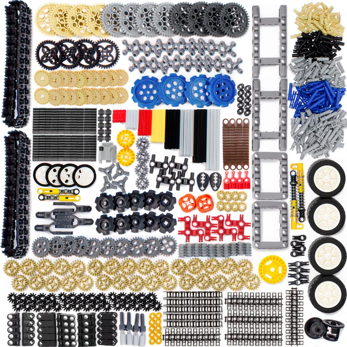 ASTEM Technic Parts 826Pcs Últimos diferenciales Ruedas Cadena Eslabón Conector Juntas Pista Tanque Rueda Amortiguador Ruedas Conectores Construcción Cadena Eslabón Pernos Amortiguador