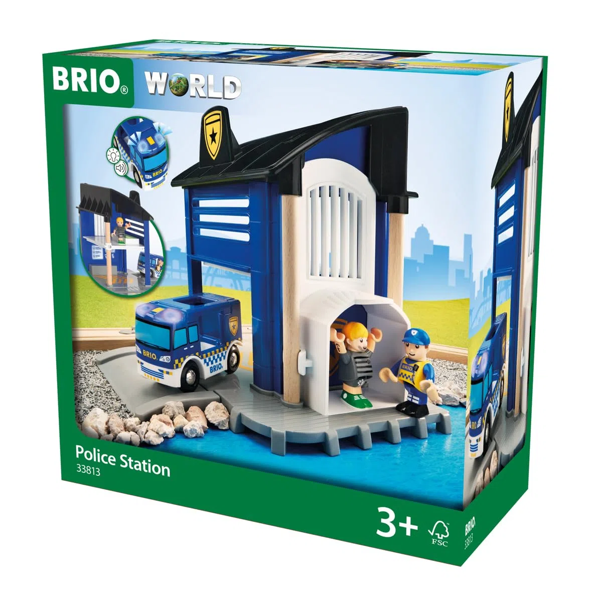 Brio - Kit Tren Juguete Comisaría | Juguetes Niños 3 Años O Más | Tren Juguete Con Motor De Tracción | Bloques Construccion Ferrocarril | Regalos Niños 3 Años Con 5 Piezas Construccion